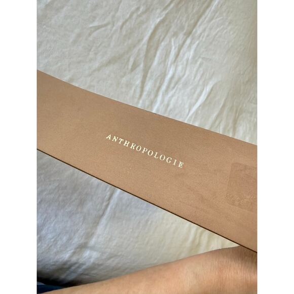 Anthropologie | SZ 2X | Taupe Suede Leather Square Silver Buckle Wide Belt Boho main image 4